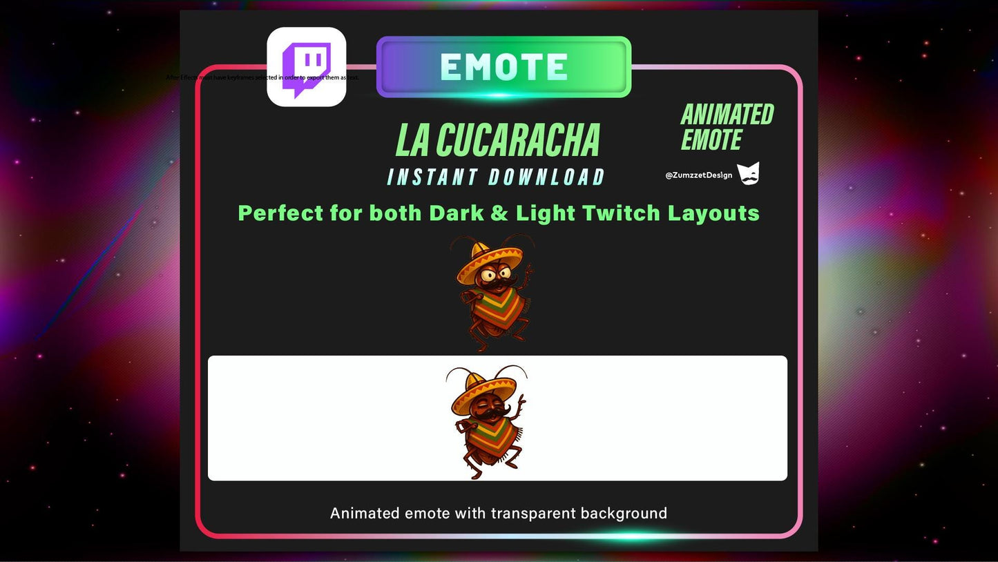 ANIMATED Dancing Cockroach Emote for Twitch, Streamer, EDM Emotes, Party Streaming, Stream Emotes, Music Emote