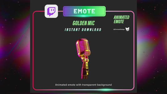 ANIMATED Golden Pink Microphone Emote for Twitch, Streamer, Streaming, Stream Emotes, Gamer Emote, DJ Emote, Music Emote