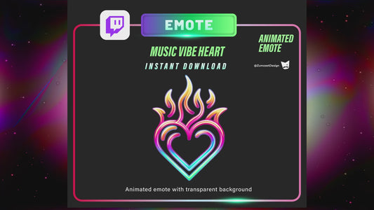 ANIMATED Neon Heart on Fire  Emote  for Twitch, Streamer, Gaming, Streaming, Stream Emotes, Love Emote