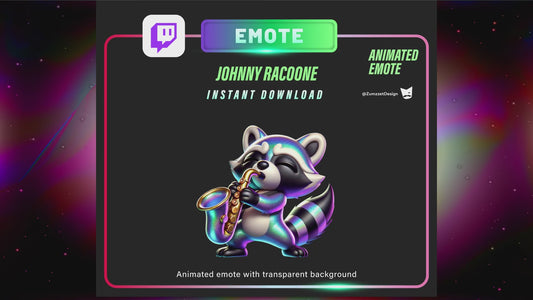 ANIMATED Saxophone Racoon Emote Set for Twitch, Streamer, Stream Emotes, Party Emotes, Jazz Emotes, Music Emote, Dancing Emote