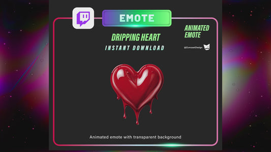 ANIMATED Dripping Heart Emote  for Twitch, Streamer, Gaming, Streaming, Stream Emotes, Love Emote, Valentines Emote, Drip Heart