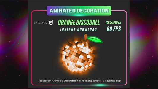 ANIMATED Orange Fruit Disco Ball Emote  for Twitch, Streamer, Gaming, Streaming, Stream Emotes, Gamer Emote, Fruits Emote