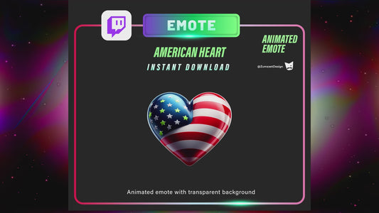 ANIMATED 3D American Heart Flag Emote  for Twitch, Streamer, USA Heart Emote, Streaming, Stream Emotes, Love Emote