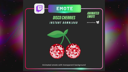 ANIMATED Disco ball Cherry Emote for Twitch, Streamer, Streaming, Stream Emotes, Gamer Emote, DJ Emote, Fruit Emote