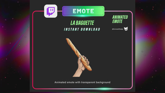 ANIMATED La Baguette Emote for Twitch, Streamer, Gaming, Streaming, Stream Emotes, Funny Emote, Bread Emote