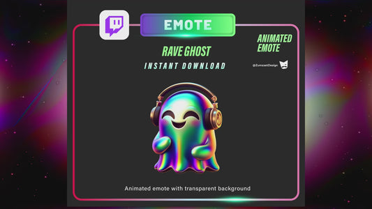 ANIMATED Rave Ghost Emote for Twitch, Streamer, Gaming, Streaming, Stream Emotes, Glowing Emote, Music Emote