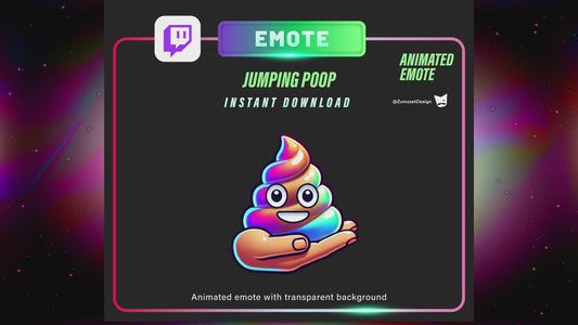 ANIMATED Iridescent Jumping Poop Emote, Cute Poop Emote for Twitch, Streamer, Gaming, Streaming, Stream Emotes, Funny Emote