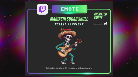ANIMATED + STATIC Sugar Skull Emote  for Twitch, Gaming, Streaming, Stream Emotes, Skeleton Emote, Skull Emote