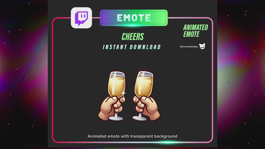 ANIMATED Cheers Toast and Holding Glasses for Twitch, Streamer, Celebration Emotes, Champagne Emote, Party Emote for Twitch, NYE Emote