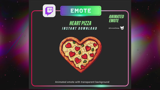 ANIMATED + STATIC Pepperoni Pizza Heart Emote for Twitch, Streamer, Gaming, Streaming, Stream Emotes, Gamer Emote, Food emote