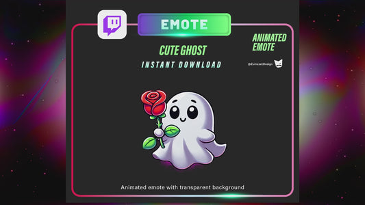 ANIMATED Cute Ghost with Flower Emote for Twitch, Streamer Emotes, Stream Emotes, Halloween Emote, Spooky Emote, Love Emotes