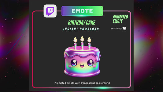 ANIMATED Pink Birthday Cake Emote  for Twitch, Streamer, Gaming, Streaming, Stream Emotes, Cute Emote, Celebrations Emote