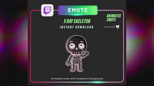 ANIMATED Xray Waving Skeleton Emote for Twitch, Streamer, Spooky Emote, Streaming, Stream Emotes, Horror Emote, Skeleton Emote