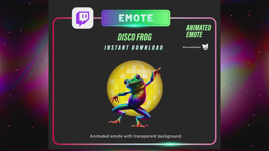 ANIMATED Neon Dancing Frog Emote for Twitch, Streamer, Gaming, Streaming, Stream Emotes, Gamer Emote, Glowing Emote, Dancing Emote