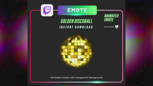 ANIMATED Golden Disco ball Emote  for Twitch, Streamer, Gaming, Streaming, Stream Emotes, Glowing Emote, DJ Emote