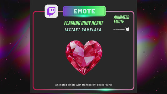 ANIMATED Flaming Red Heart Emote for Twitch, Streamer, Gaming, Streaming, Stream Emotes, Heart Gem Emote