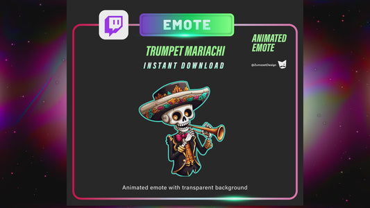 ANIMATED Mariachi Skull Emote  for Twitch, Streaming, Stream Emotes, Skeleton Emote, Skull Emote, Dia de los muertos Emote, Spooky Emote