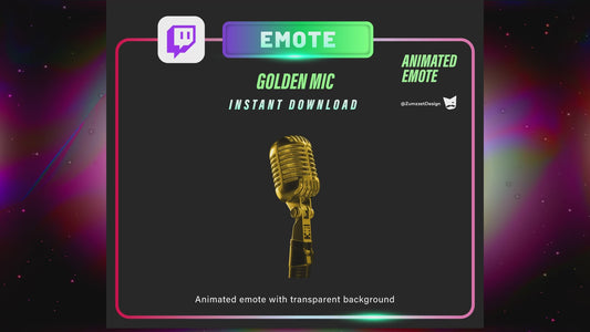 ANIMATED Golden Microphone Emote for Twitch, Streamer, Streaming, Stream Emotes, Gamer Emote, DJ Emote, Music Emote