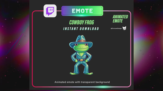 ANIMATED Cowboy Frog Emote  for Twitch, Streamer, Gaming, Streaming, Stream Emotes, Frog Stream Emote