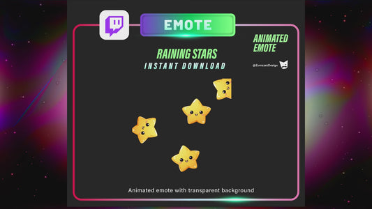 ANIMATED Raining Stars Emote for Twitch, Streamer, Cute Star Emote, Streaming, Stream Emotes, Kawaii Star Emote, Yellow Star Emote